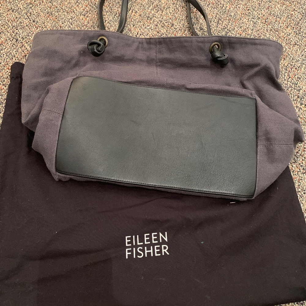 Eileen Fisher Linen and Leather Tote
